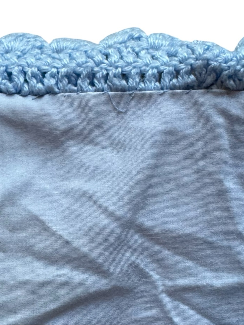 Vintage Hand Knit Baby Blue Baby Blanket 3D Flower Popcorn Knit Nursery - Picture 6 of 6
